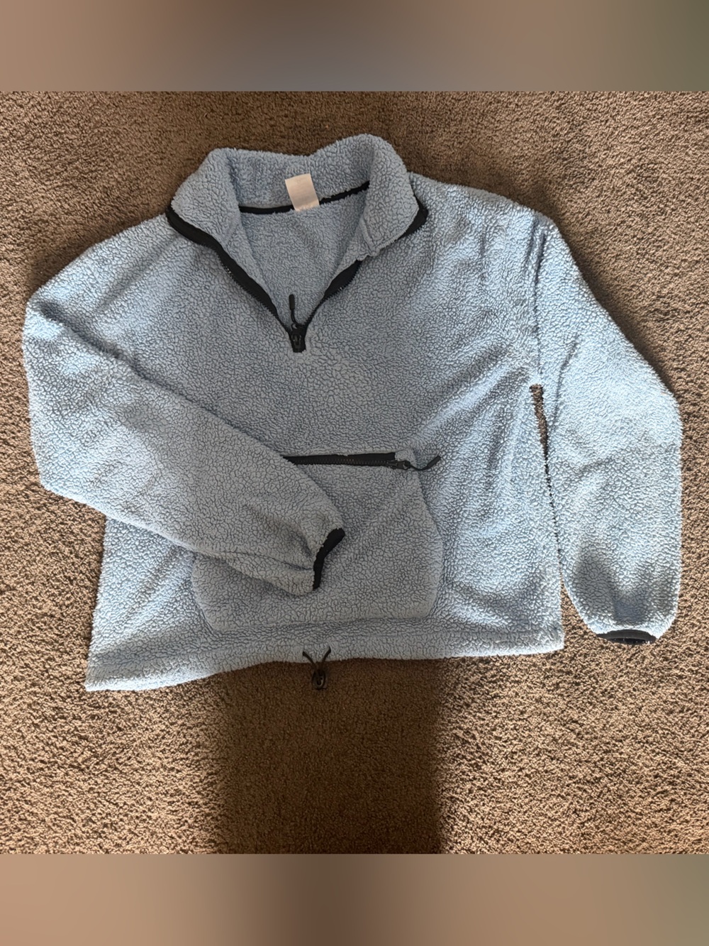 Light Blue Sherpa Half-Zip Pullover Sweater - Men